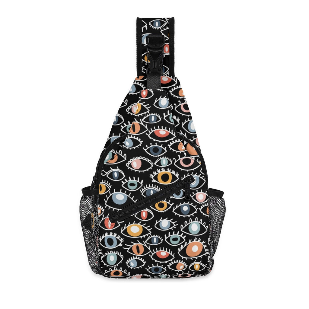 Eyes On Black Chest Crossbody Bag with Adjustable Strap Default Title Chest Crossbody Bag Printed Offshore