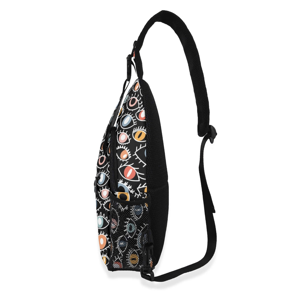 Eyes On Black Chest Crossbody Bag with Adjustable Strap Chest Crossbody Bag Printed Offshore