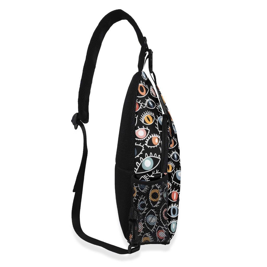 Eyes On Black Chest Crossbody Bag with Adjustable Strap Chest Crossbody Bag Printed Offshore