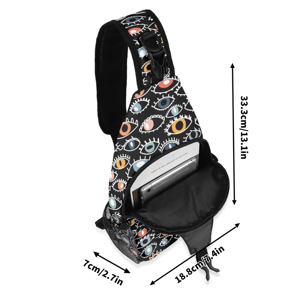 Eyes On Black Chest Crossbody Bag with Adjustable Strap Chest Crossbody Bag Printed Offshore