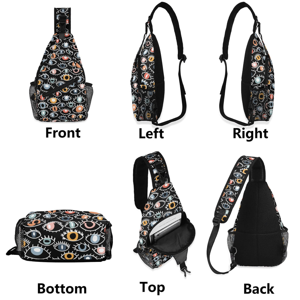 Eyes On Black Chest Crossbody Bag with Adjustable Strap Chest Crossbody Bag Printed Offshore