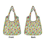 Tropical Flowers On White 3 Pack of Foldable Shopping Bags 3-Pack Shopping Bags Plants Printed Offshore