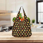Round Pizzas On Black 3 Pack of Foldable Shopping Bags 3-Pack Shopping Bags Food Printed Offshore