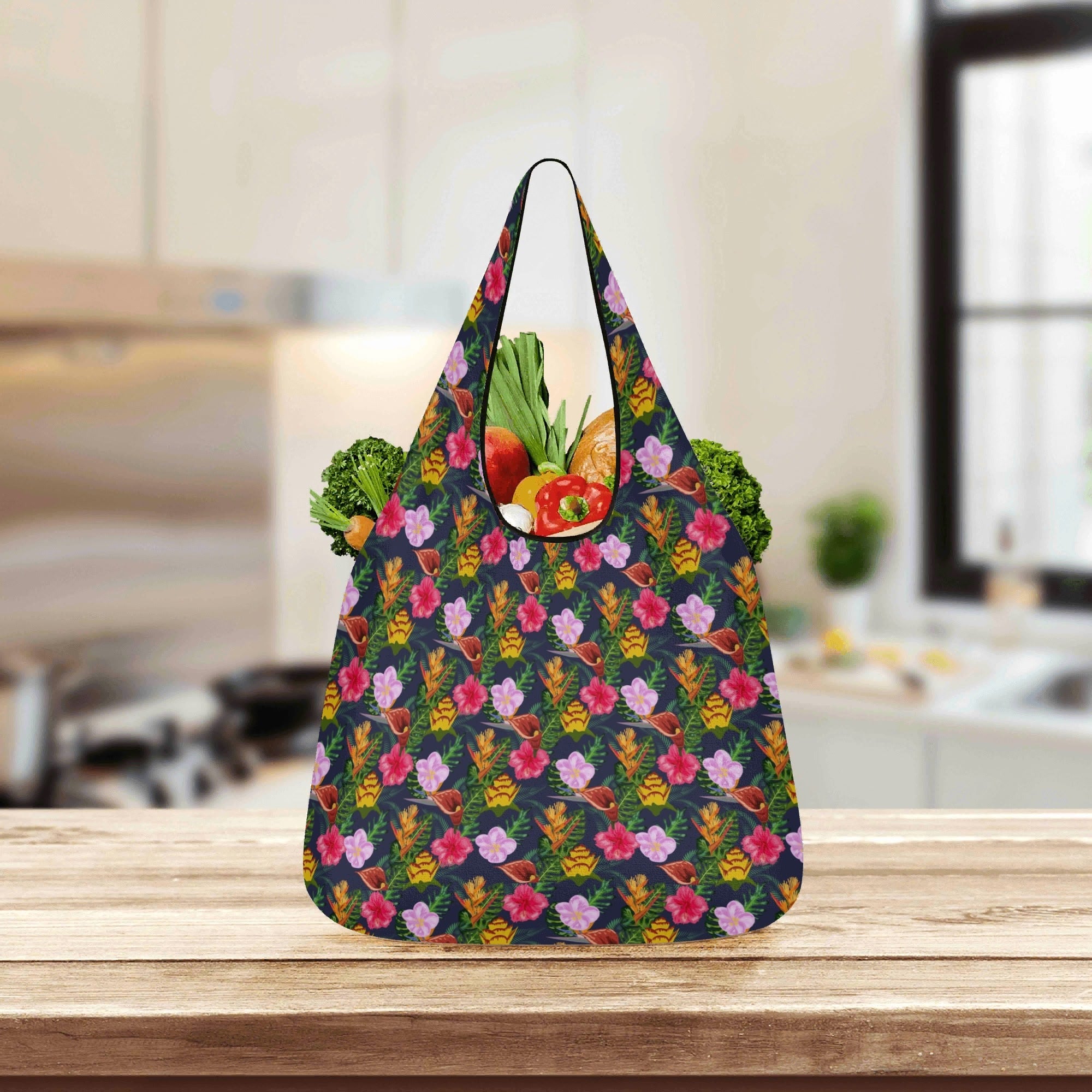 Tropical Floral 3 Pack of Foldable Shopping Bags 3-Pack Shopping Bags Plants Printed Offshore