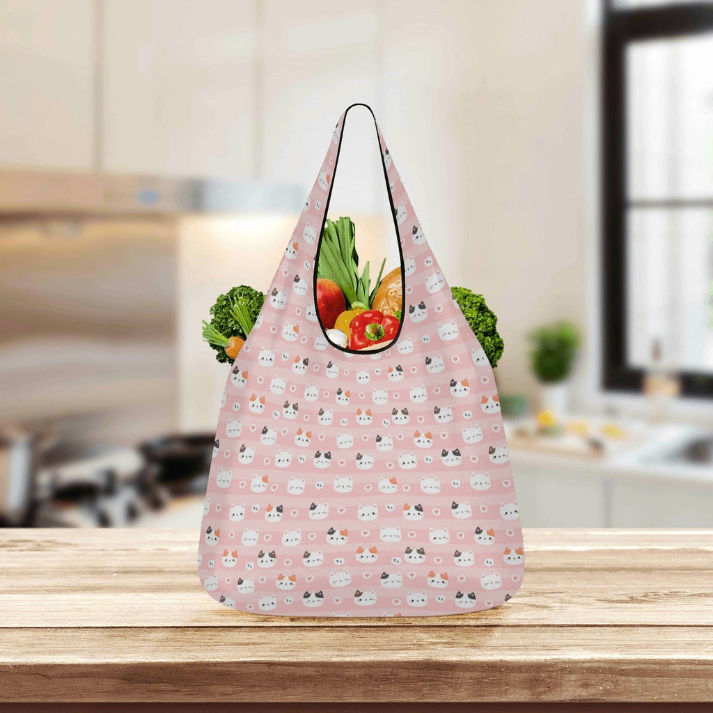 Pink Cats 3 Pack of Foldable Shopping Bags 3-Pack Shopping Bags animal Printed Offshore