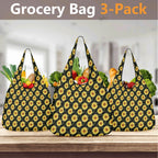 Painted Sunflower 3 Pack of Foldable Shopping Bags 3-Pack Shopping Bags Plants Printed Offshore