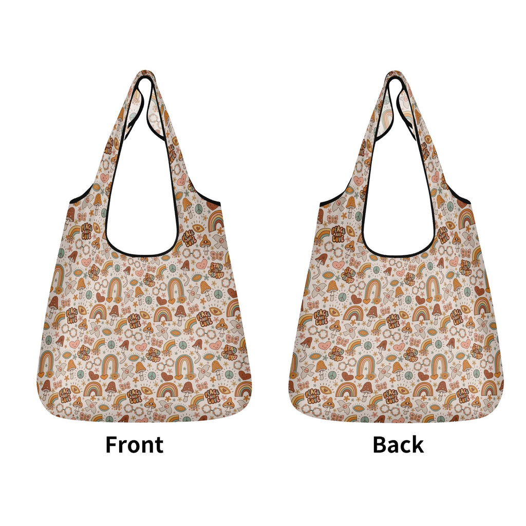 Peace And Love - 3 Pack of Foldable Shopping Bags 3-Pack Shopping Bags Printed Offshore Retro