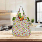 Pink And Yellow Floral 3 Pack of Foldable Shopping Bags 3-Pack Shopping Bags Plants Printed Offshore