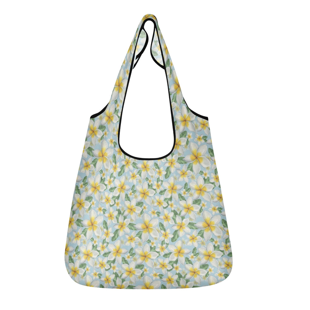 Delicate Frangipani 3 Pack of Foldable Shopping Bags Default Title 3-Pack Shopping Bags Food Printed Offshore
