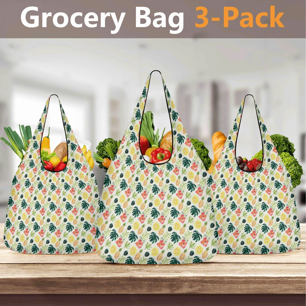 Pineapple Tropical 3 Pack of Foldable Shopping Bags 3-Pack Shopping Bags Printed Offshore