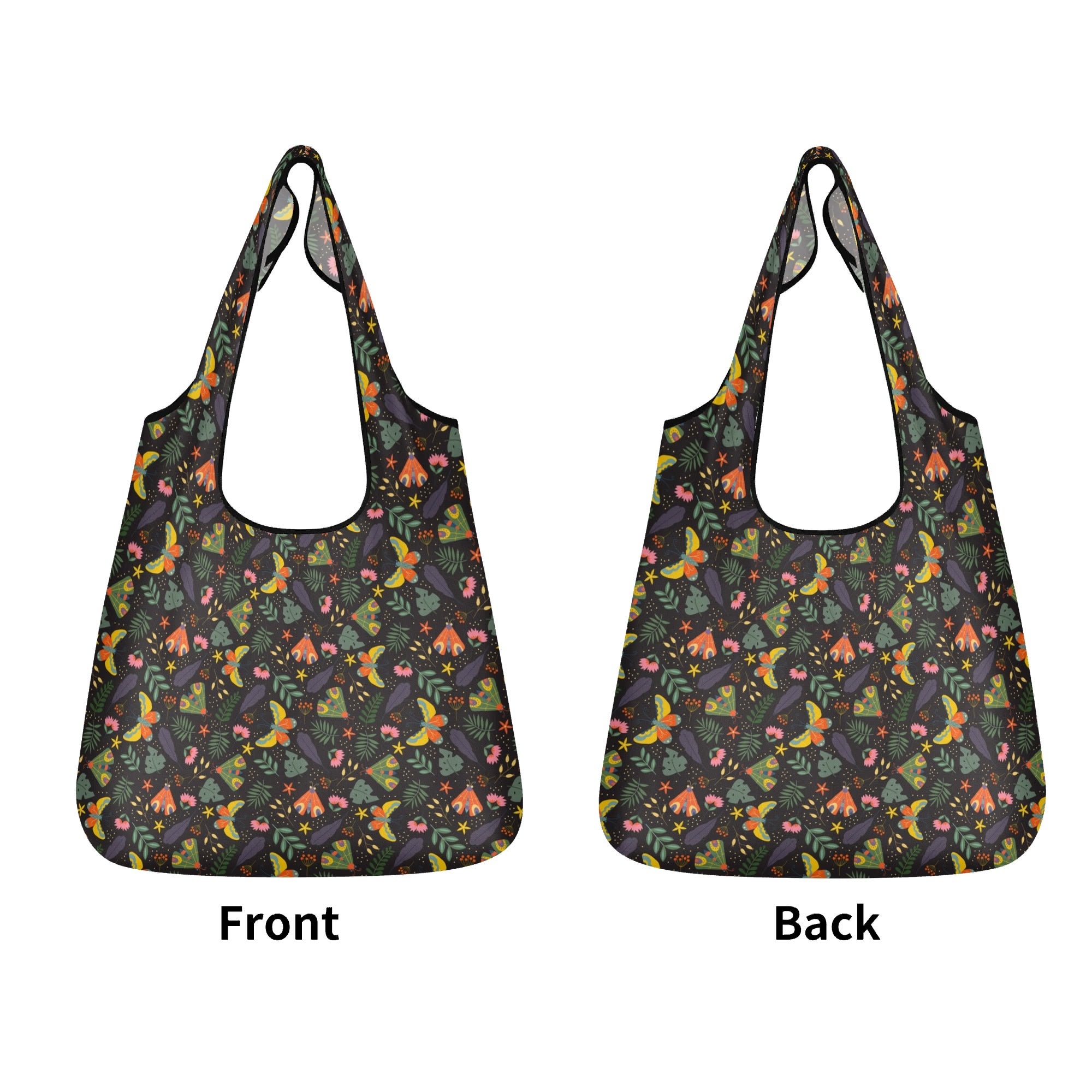Dark Butterfly 3 Pack of Foldable Shopping Bags 3-Pack Shopping Bags animal Printed Offshore