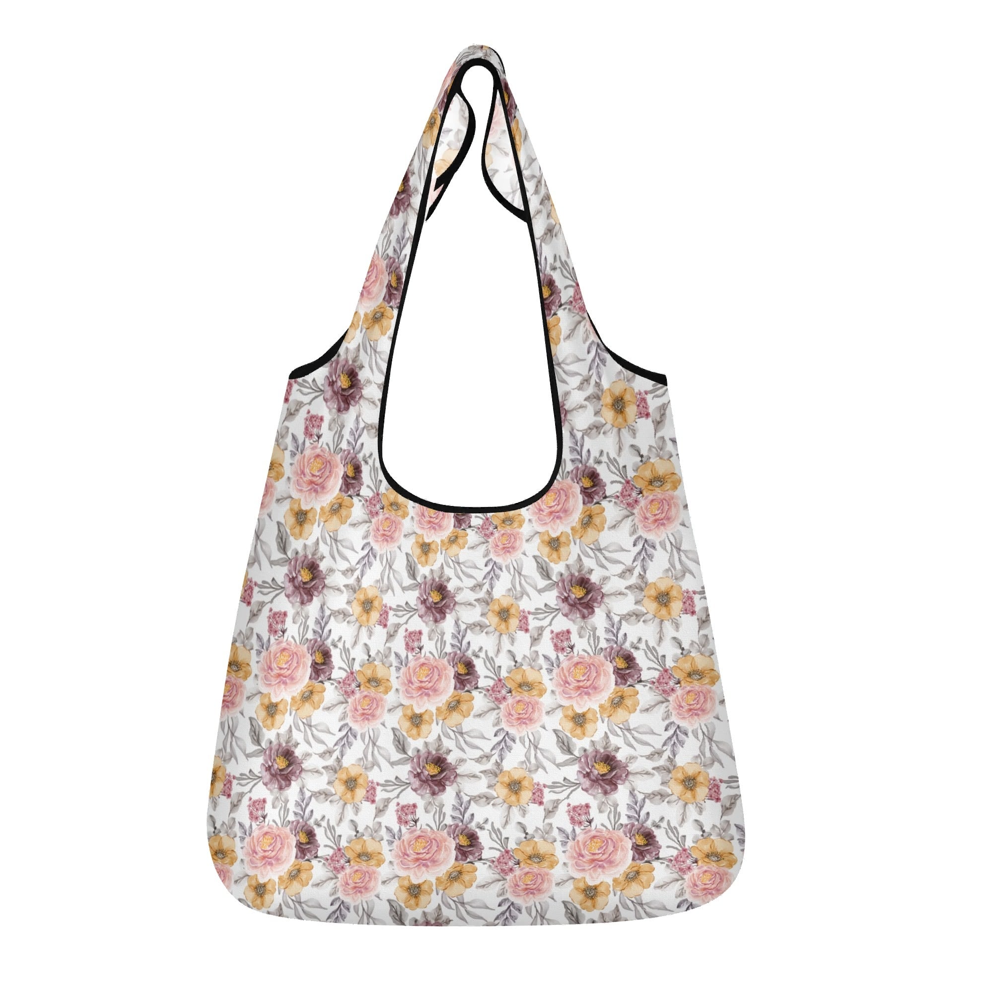 Painted Flowers 3 Pack of Foldable Shopping Bags Default Title 3-Pack Shopping Bags Plants Printed Offshore