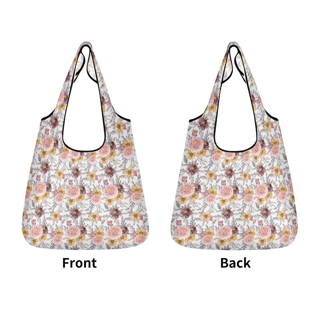 Painted Flowers 3 Pack of Foldable Shopping Bags 3-Pack Shopping Bags Plants Printed Offshore