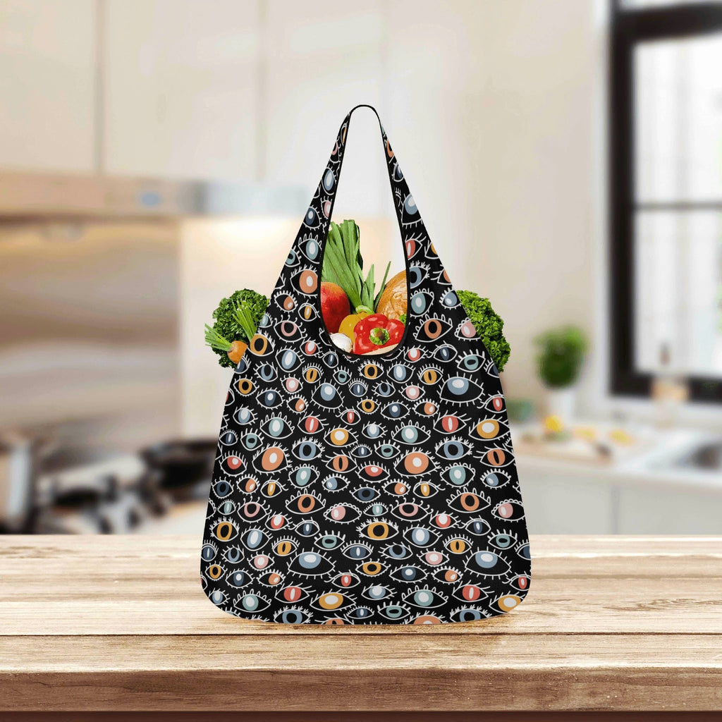 Eyes On Black 3 Pack of Foldable Shopping Bags 3-Pack Shopping Bags Printed Offshore