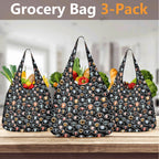 Eyes On Black 3 Pack of Foldable Shopping Bags 3-Pack Shopping Bags Printed Offshore
