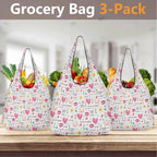 Valentine - 3 Pack of Foldable Shopping Bags 3-Pack Shopping Bags Love Printed Offshore