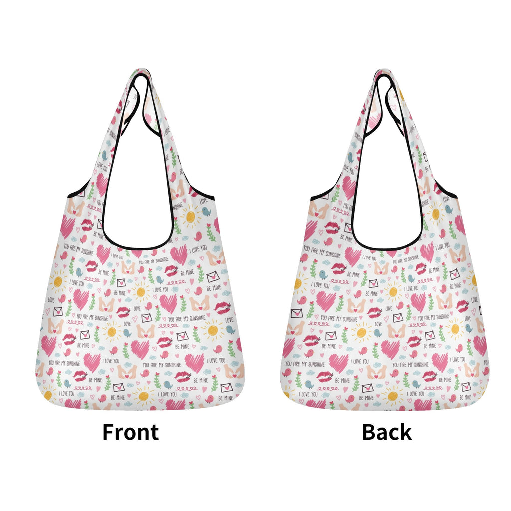 Valentine - 3 Pack of Foldable Shopping Bags 3-Pack Shopping Bags Love Printed Offshore