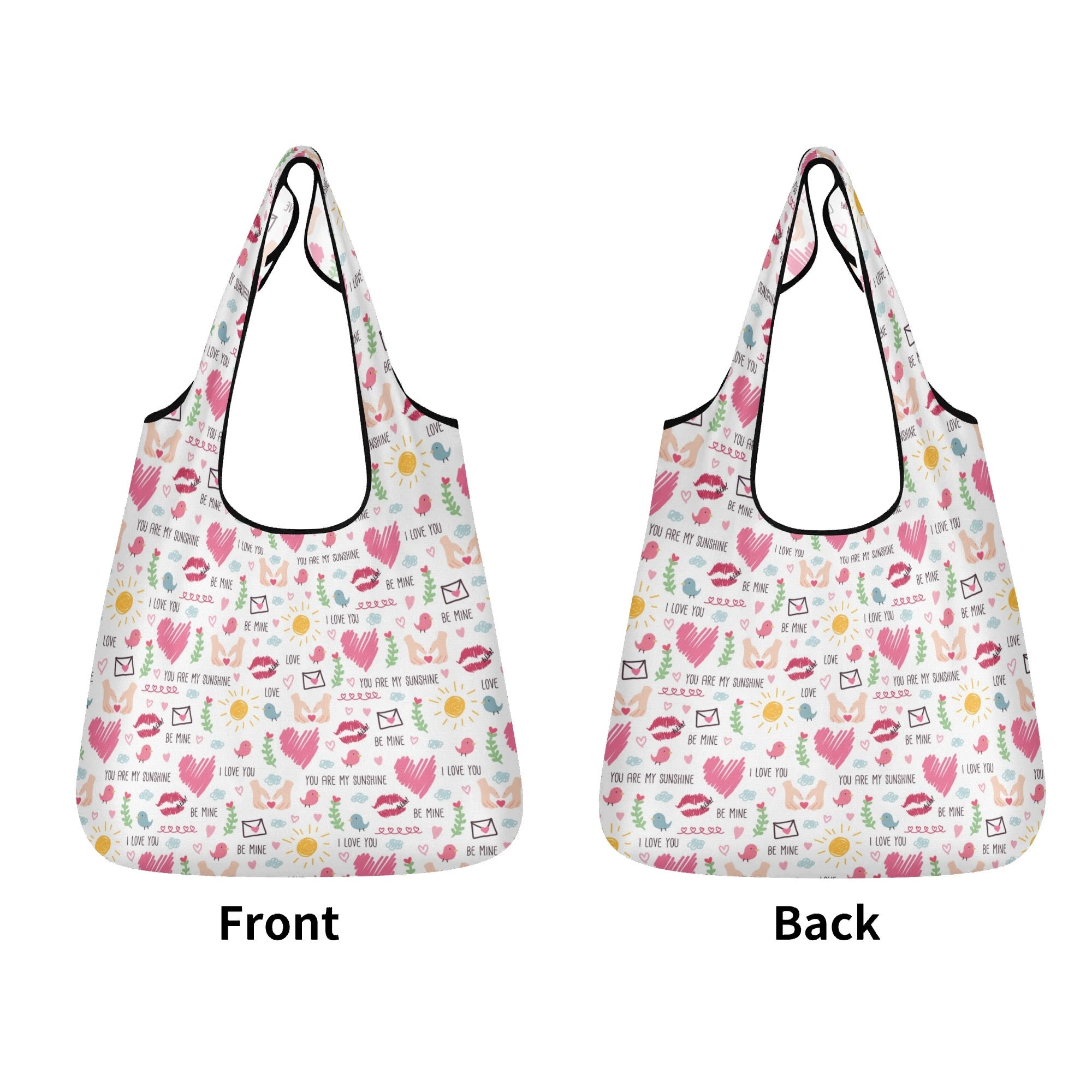 Valentine - 3 Pack of Foldable Shopping Bags 3-Pack Shopping Bags Love Printed Offshore