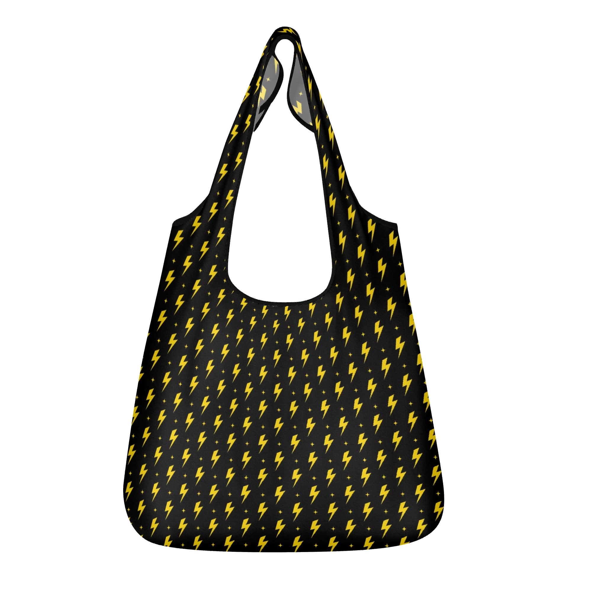 Yellow Lightning 3 Pack of Foldable Shopping Bags Default Title 3-Pack Shopping Bags comic Printed Offshore