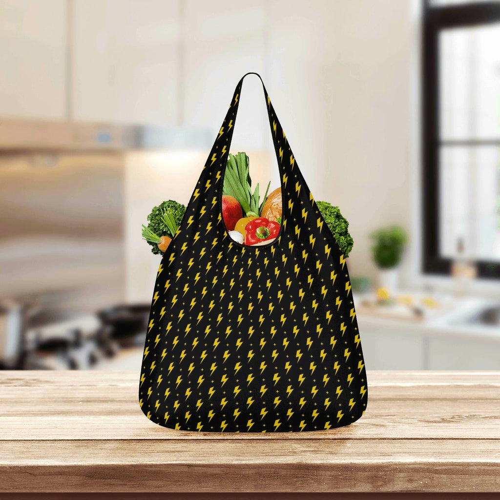 Yellow Lightning 3 Pack of Foldable Shopping Bags 3-Pack Shopping Bags comic Printed Offshore