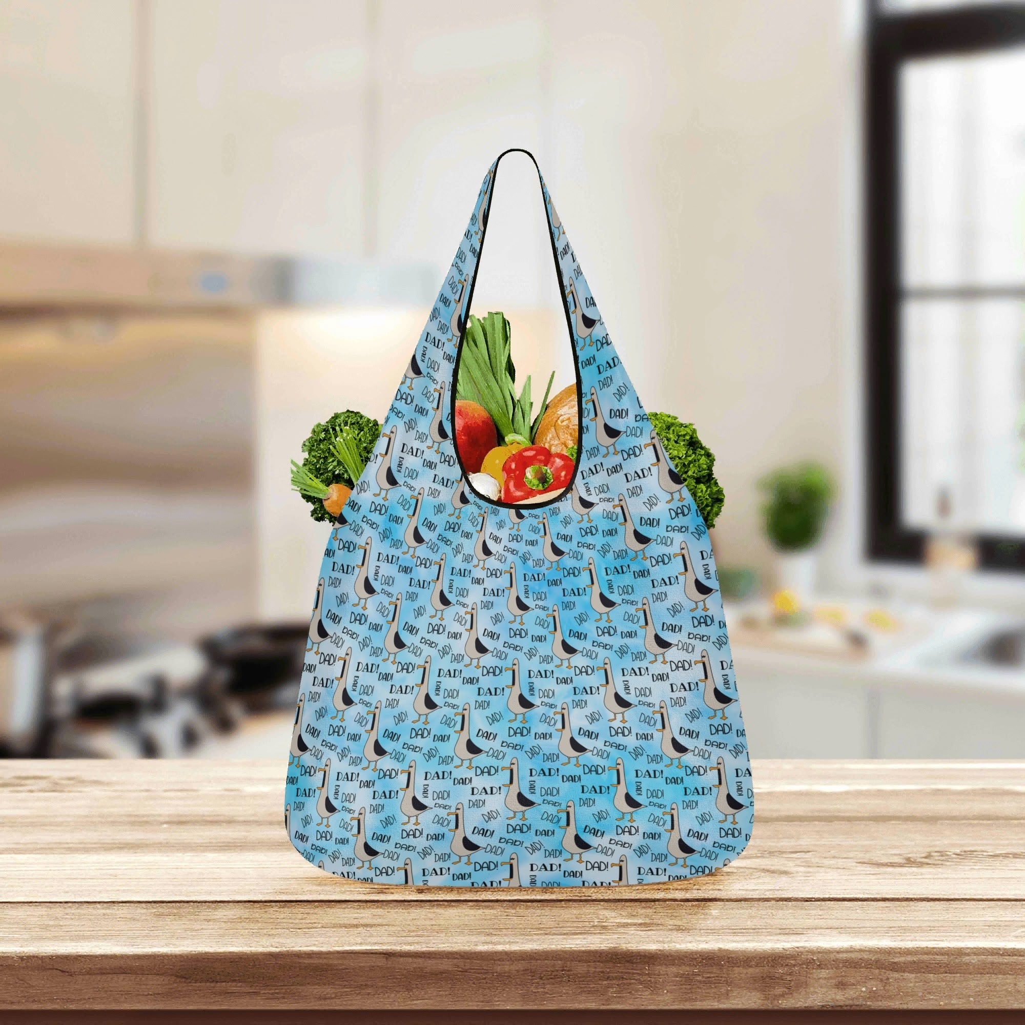 Dad Seagull - 3 Pack of Foldable Shopping Bags 3-Pack Shopping Bags animal Dad Printed Offshore