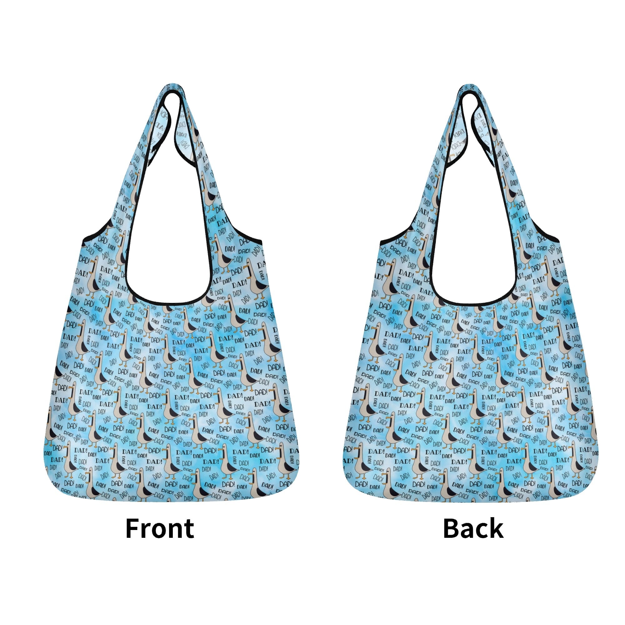 Dad Seagull - 3 Pack of Foldable Shopping Bags 3-Pack Shopping Bags animal Dad Printed Offshore