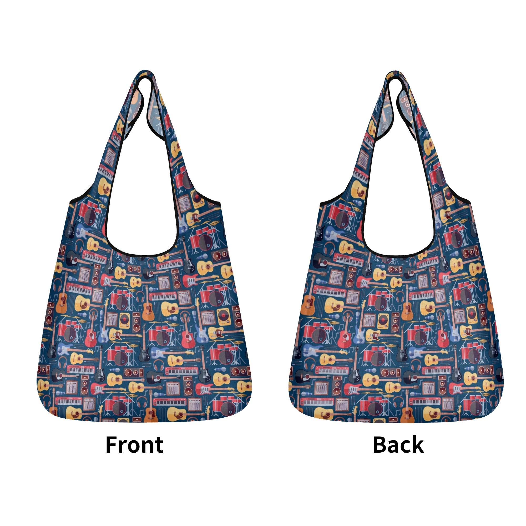 Music Instruments 3 Pack of Foldable Shopping Bags 3-Pack Shopping Bags Music Printed Offshore