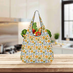 Retro Boho Flower 3 Pack of Foldable Shopping Bags 3-Pack Shopping Bags Plants Printed Offshore