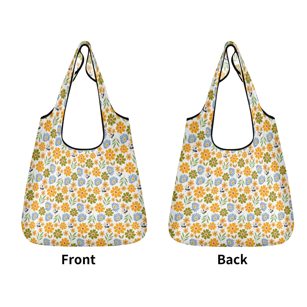 Retro Boho Flower 3 Pack of Foldable Shopping Bags 3-Pack Shopping Bags Plants Printed Offshore