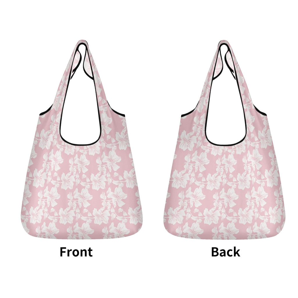 Pink Hawaiian Floral 3 Pack of Foldable Shopping Bags 3-Pack Shopping Bags Plants Printed Offshore