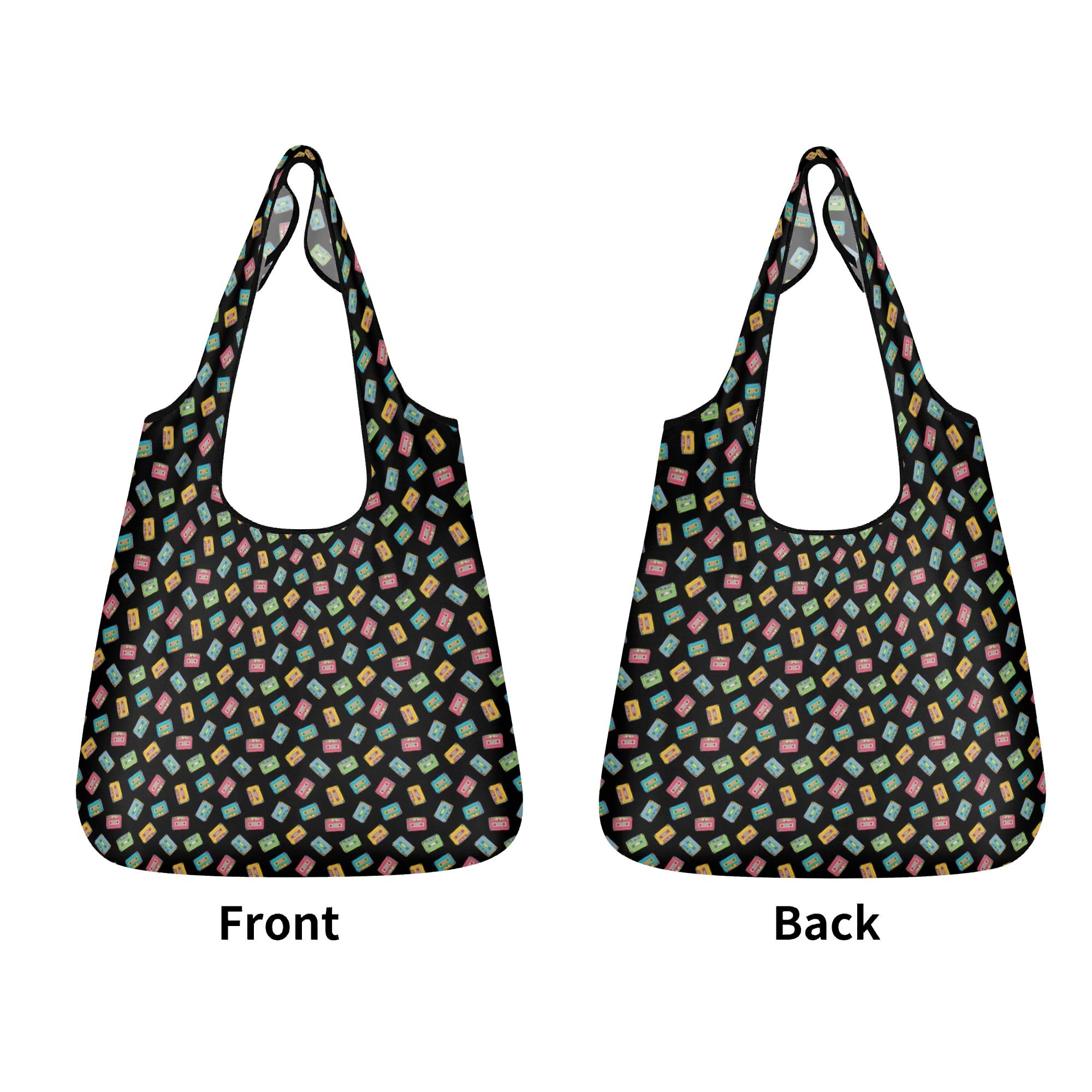 Colourful Cassettes - 3 Pack of Foldable Shopping Bags 3-Pack Shopping Bags Music Printed Offshore Retro