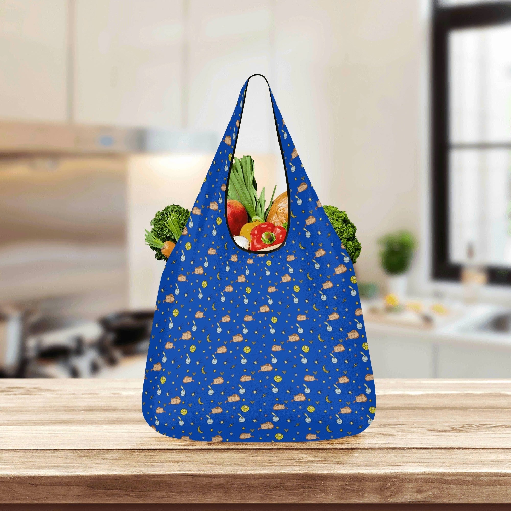 Cats In Space 3 Pack of Foldable Shopping Bags 3-Pack Shopping Bags animal Printed Offshore Space