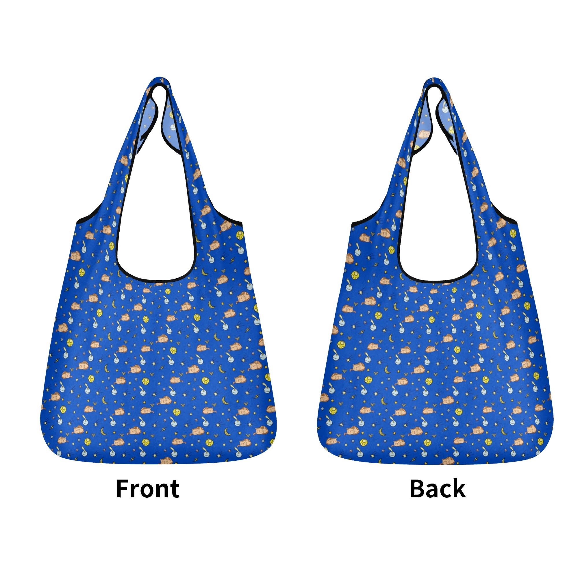 Cats In Space 3 Pack of Foldable Shopping Bags 3-Pack Shopping Bags animal Printed Offshore Space