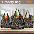 Retro Music Mix 3 Pack of Foldable Shopping Bags 3-Pack Shopping Bags Music Printed Offshore Retro