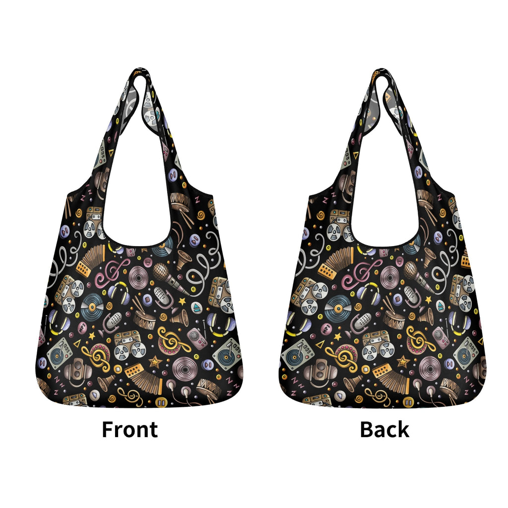 Retro Music Mix 3 Pack of Foldable Shopping Bags 3-Pack Shopping Bags Music Printed Offshore Retro