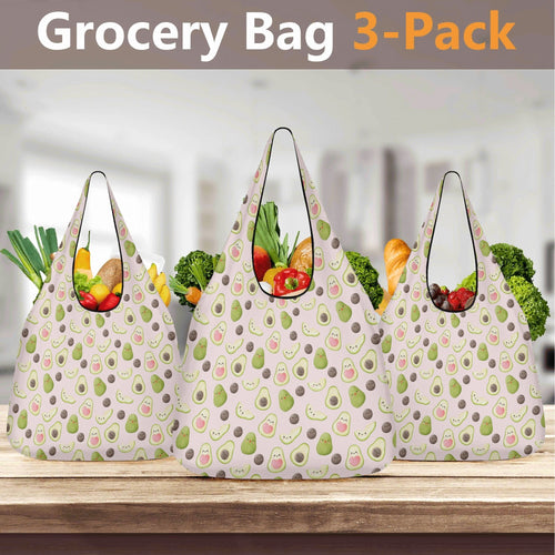 Avocado Love 3 Pack of Foldable Shopping Bags 3-Pack Shopping Bags Food Printed Offshore