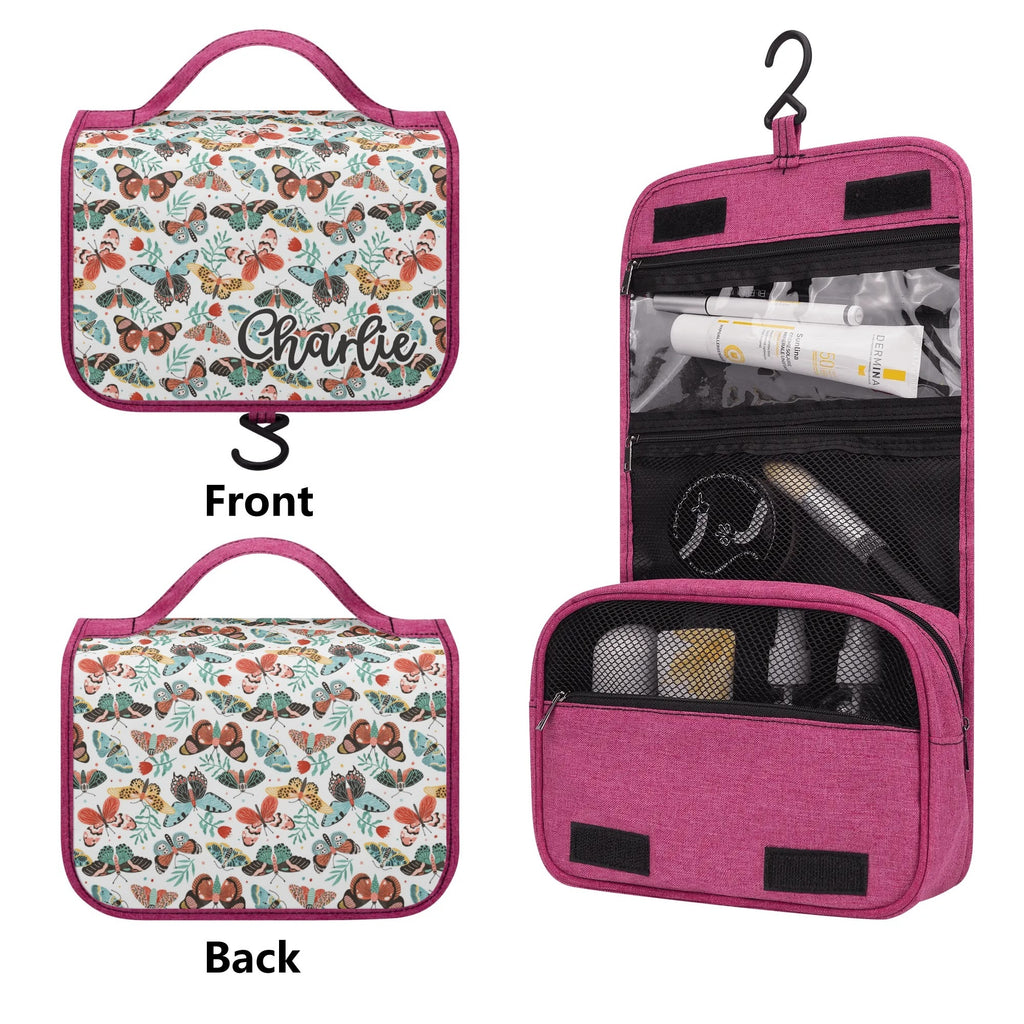 Personalised Pretty Moths And Butterflies Toiletry Cosmetic Travel Bag Personalised Cosmetic / Toiletry Bag animal Printed Offshore