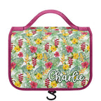 Personalised Tropical Flowers On White Toiletry Cosmetic Travel Bag Default Title Personalised Cosmetic / Toiletry Bag Plants Printed Offshore
