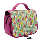 Personalised Tropical Flowers On White Toiletry Cosmetic Travel Bag Personalised Cosmetic / Toiletry Bag Plants Printed Offshore