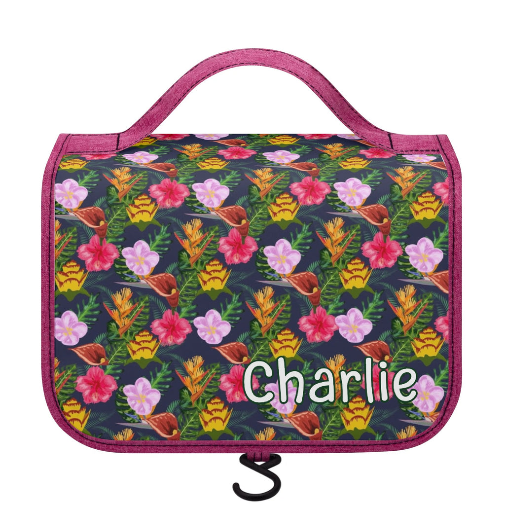 Personalised Tropical Floral Toiletry Cosmetic Travel Bag Default Title Personalised Cosmetic / Toiletry Bag Plants Printed Offshore