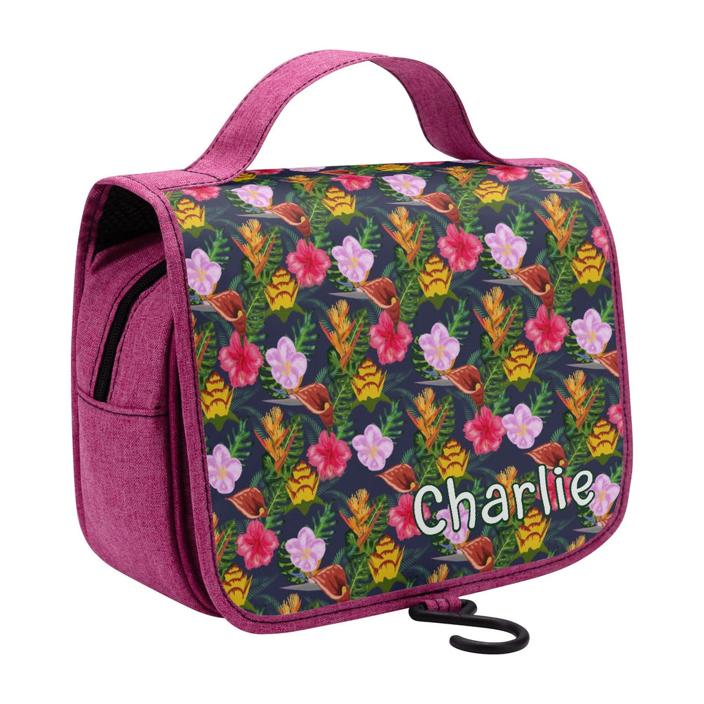 Personalised Tropical Floral Toiletry Cosmetic Travel Bag Personalised Cosmetic / Toiletry Bag Plants Printed Offshore