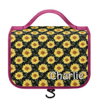 Personalised - Painted Sunflower - Toiletry Cosmetic Travel Bag Default Title Personalised Cosmetic / Toiletry Bag Plants Printed Offshore