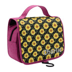 Personalised - Painted Sunflower - Toiletry Cosmetic Travel Bag Personalised Cosmetic / Toiletry Bag Plants Printed Offshore