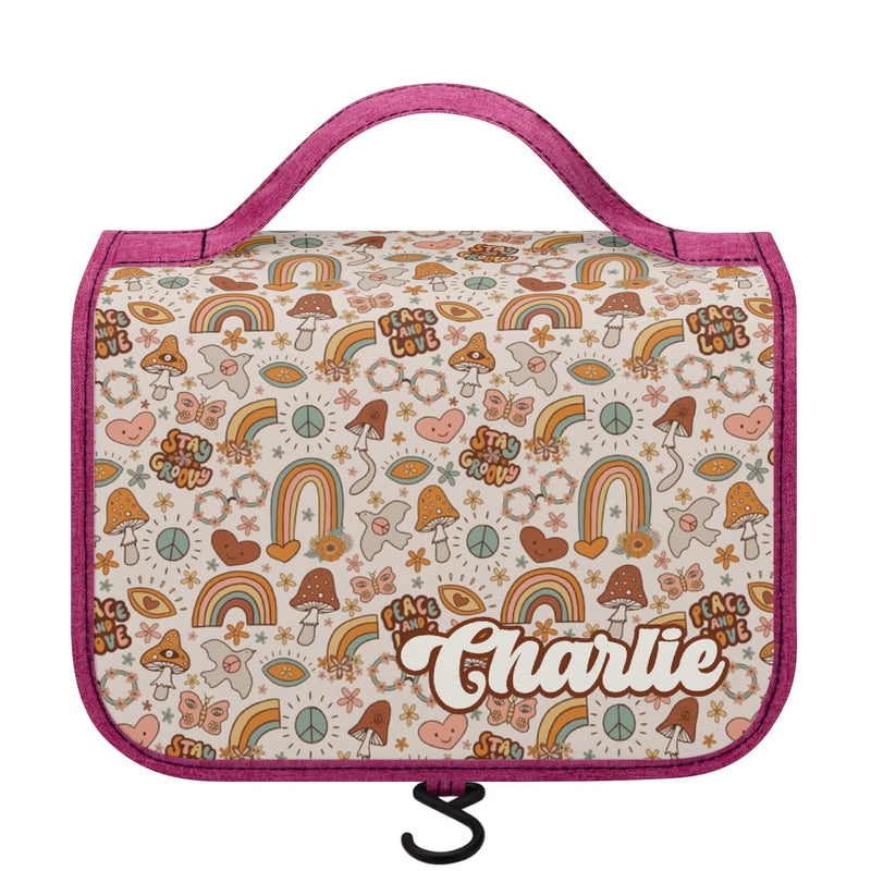 Personalised - Peace And Love - Toiletry Cosmetic Travel Bag Default Title Personalised Cosmetic / Toiletry Bag Printed Offshore Retro