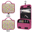 Personalised Pink And Yellow Flowers Toiletry Cosmetic Travel Bag Personalised Cosmetic / Toiletry Bag Plants Printed Offshore