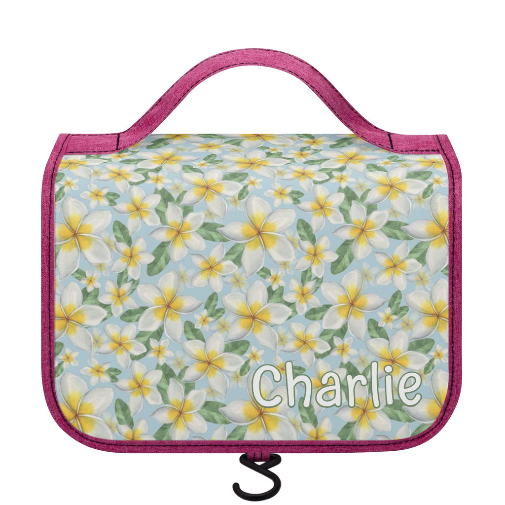 Personalised Delicate Frangipani Toiletry Cosmetic Travel Bag Default Title Personalised Cosmetic / Toiletry Bag Plants Printed Offshore
