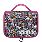 Personalised Graphic Flowers On Black Toiletry Cosmetic Travel Bag Default Title Personalised Cosmetic / Toiletry Bag Plants Printed Offshore