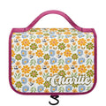 Personalised Retro Boho Flowers Toiletry Cosmetic Travel Bag Default Title Personalised Cosmetic / Toiletry Bag Plants Printed Offshore