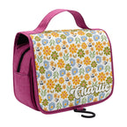 Personalised Retro Boho Flowers Toiletry Cosmetic Travel Bag Personalised Cosmetic / Toiletry Bag Plants Printed Offshore