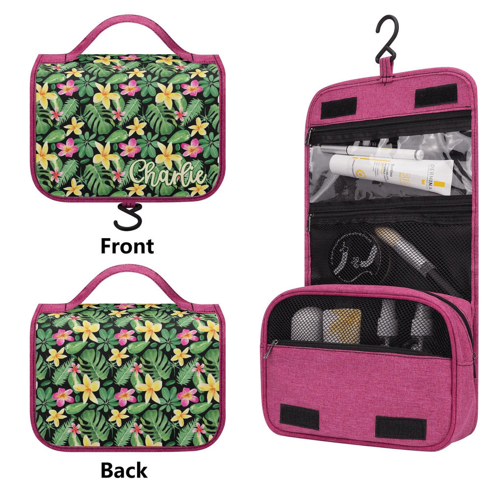 Personalised Frangipani Toiletry Cosmetic Travel Bag Personalised Cosmetic / Toiletry Bag Plants Printed Offshore